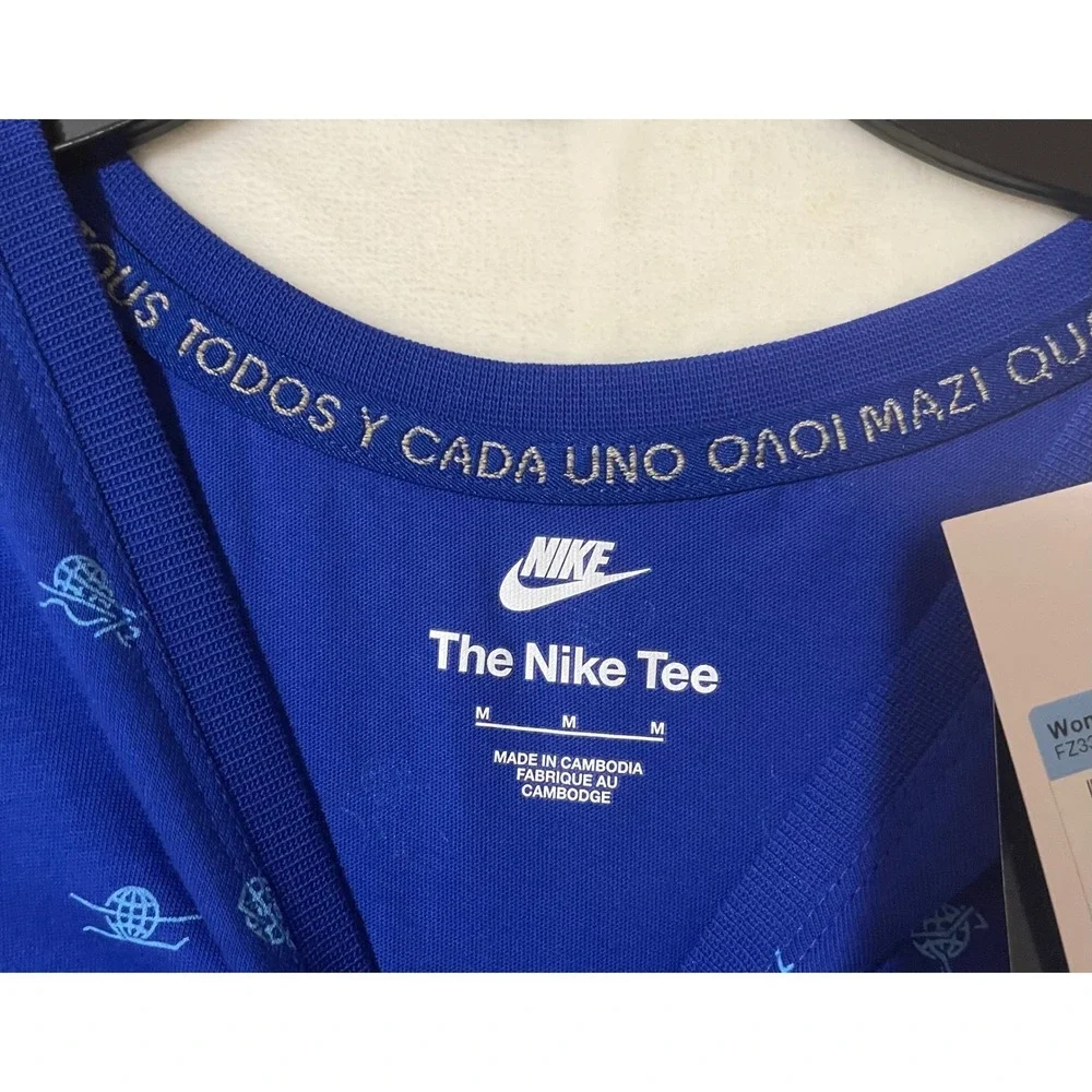 Nike Team USA Olympic Muscle Tank Top Women Medium Blue White All Over Print New